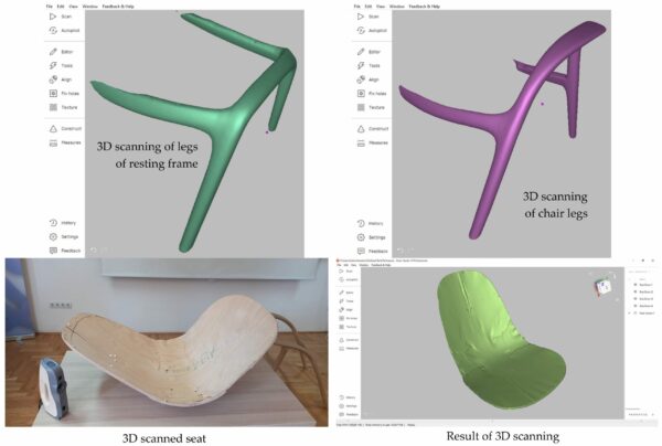 مسح ثلاثي الأبعاد لأجزاء الكرسي.