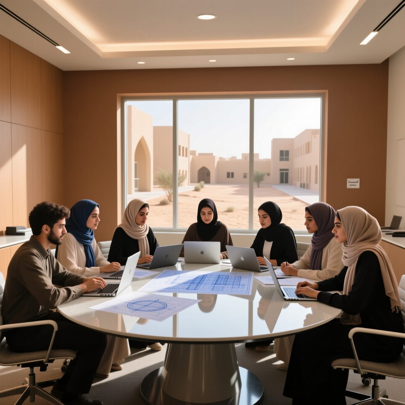 طلاب هندسة خلال عمل جماعي